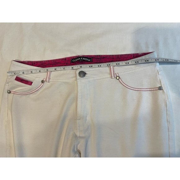 Clear X Rock Womens Jeans Wide Leg Flat Front Mid Rise Cotton White Size 2X - Picture 6 of 10